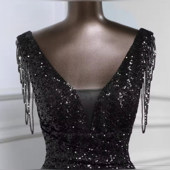 Glamorous Black Sequin Backless Dress - Picture 9 of 16